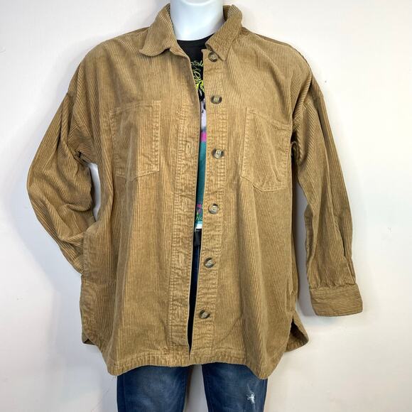 Matty M Cotton Blend Corduroy Shirt Jacket Shacket Brown Tan Gorpcore womens XL - Picture 5 of 13